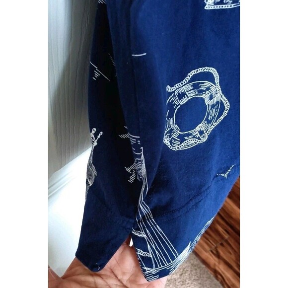 Lands End Dress Cover Up Sz Medium Hooded Drawstring Pockets Full Zip  Nautical - Picture 7 of 10